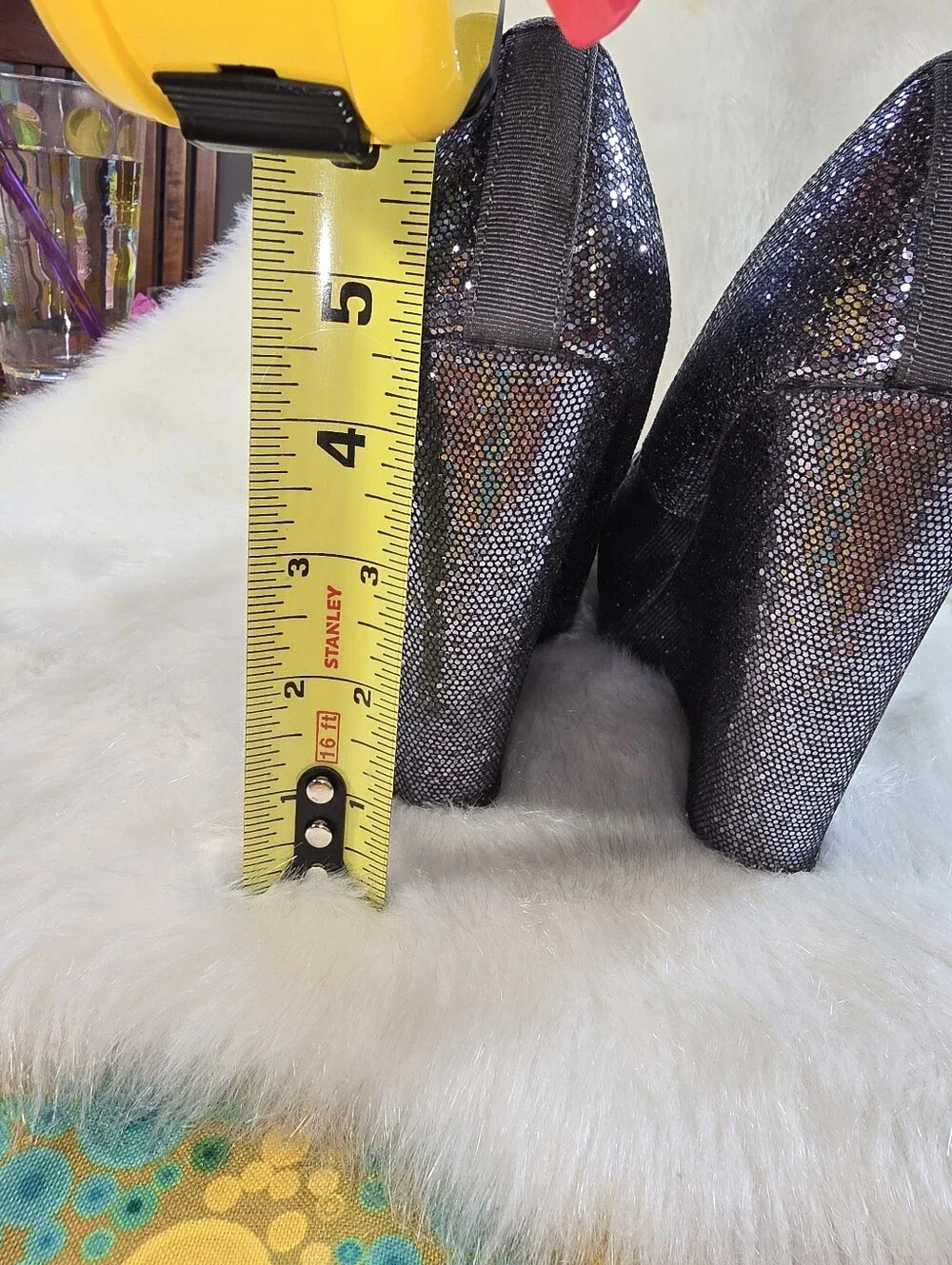 MIA Amore Icicle Silver Glitter Platform Wedge Pumps